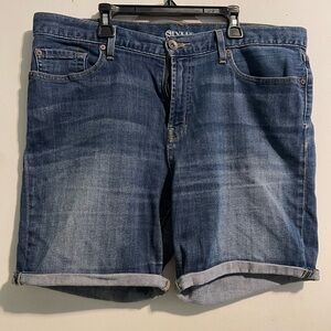 STYLUS Blue Jean Shorts with Rolled‎ Hems and Distressed Look